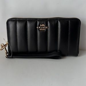 Coach Wallet Top Zip Black Wristlet C4454 Im/Black New